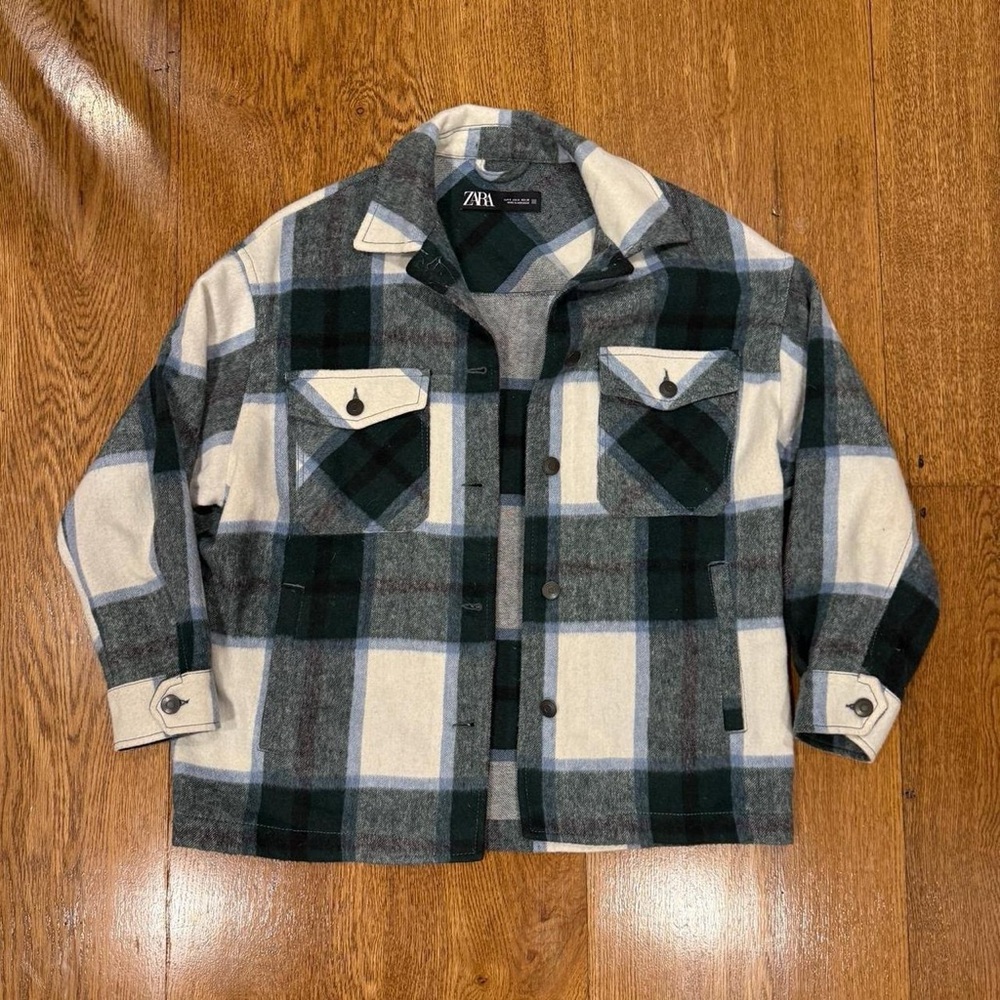 Zara Blue & Green Plaid Shacket